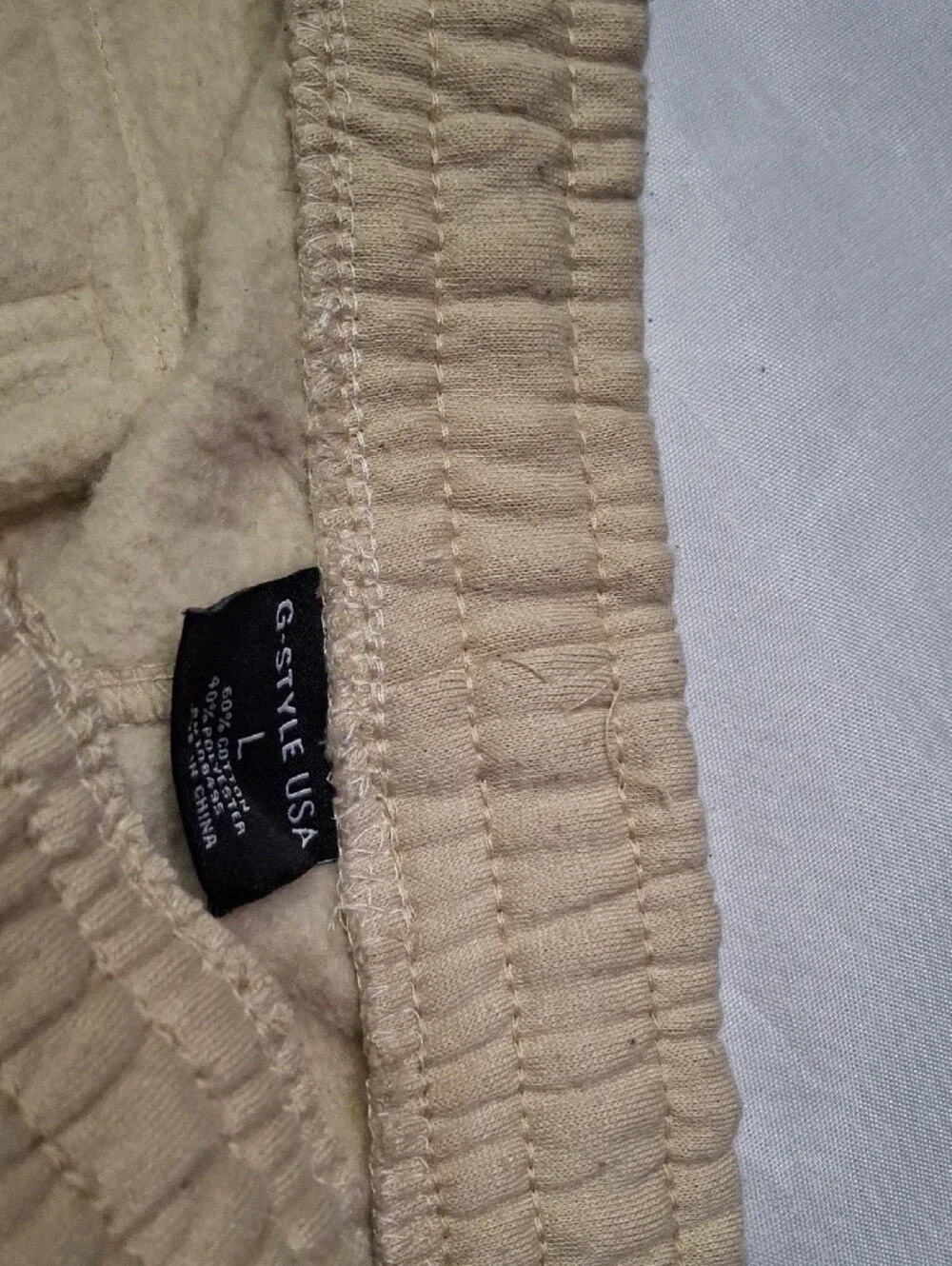 Men's Cargo Sweatshorts in Tan with Drawstring Waist